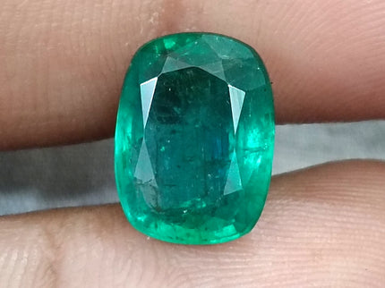 5.35ct Emerald Natural Certified Deep Pure Green Cushion Cut Stone