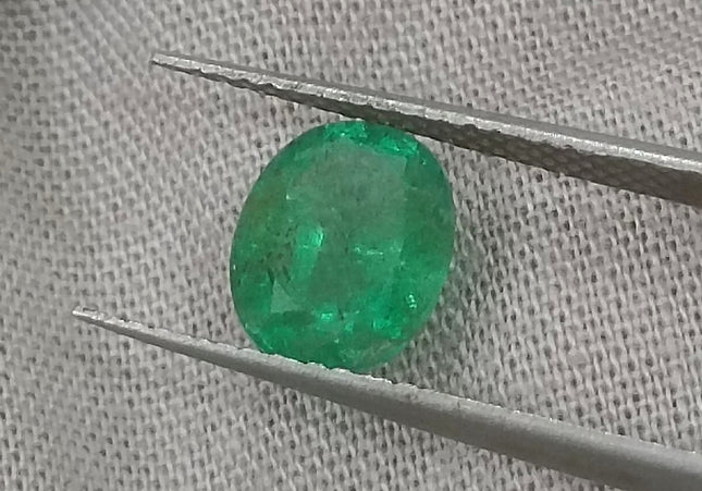 GSI Certified Vivid medium deep Green Swat Emerald Minor Oiled Loose Gemstone