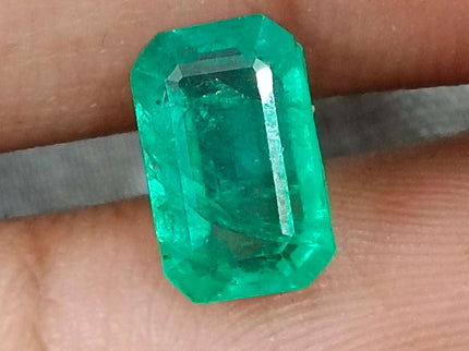 Panjshir Emerald 2.18ct Certified Medium Light Green Octagon Cut Loose Gemstone