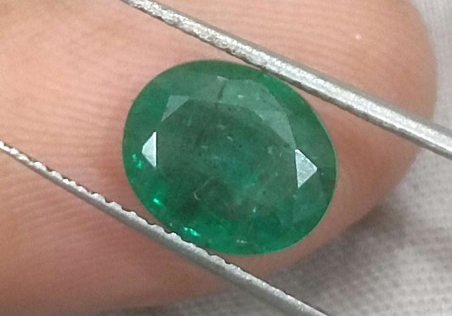 2.32ct GSI USA Certified Deep Green Zambian Emerald Minor Oiled Loose Gemstone