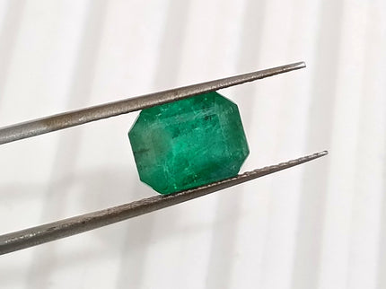 2.37ct Natural Emerald Zambia Deep Pure Green Octagon Vut Gemstone