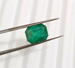 2.37ct Natural Emerald Zambia Deep Pure Green Octagon Vut Gemstone