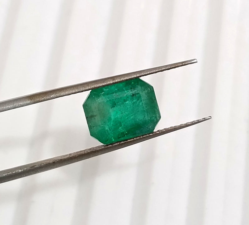 2.37ct Natural Emerald Zambia Deep Pure Green Octagon Vut Gemstone