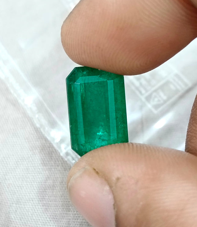 Zambian Emerald 10.36ct Natural Deep Velvet Green Octagon Cut Gemstone