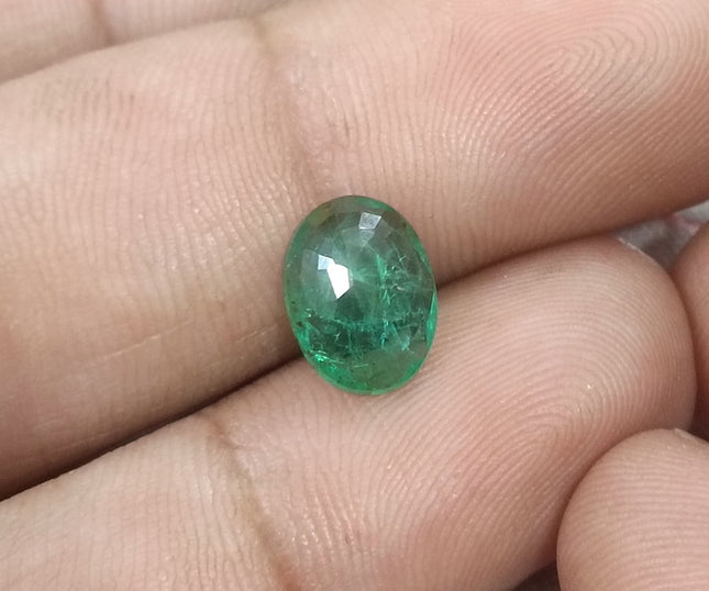 2.16ct Natural Zambian Emerald SGL Certified Medium Green Oval Cut Gemstone