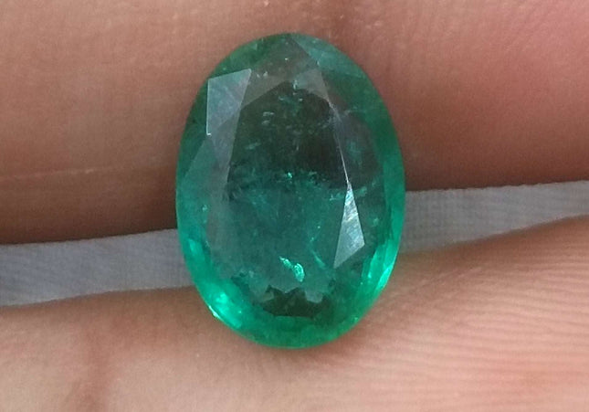 2.41ct GSI Certified Deep Green Zambian Emerald Minor Oiled Loose Gemstone