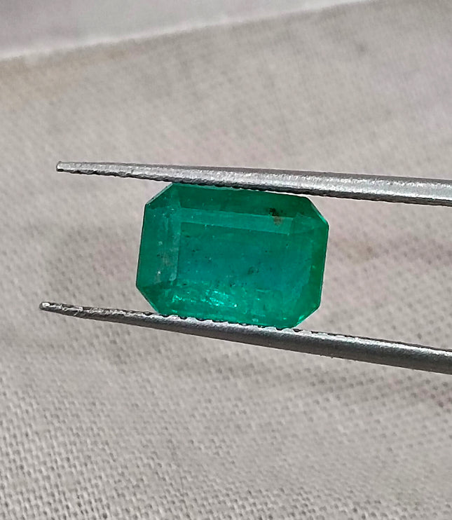 Zambian Emerald 1.70ct Certified Natural Deep Green Octagon Cut Gemstone