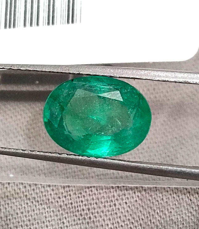 2.68ct Natural Emerald GSI Certified Medium Green Oval Cut Stone