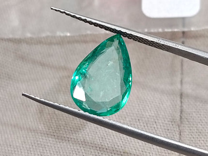 2.44ct Zambian Emerald Natural Medium Green Pear Cut SGL Certified Gemstone