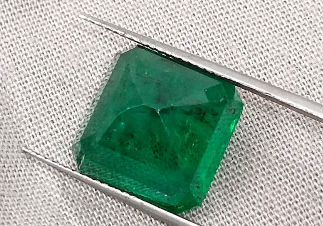 Big Size 9.93ct Zambian Emerald Vivid Deep Green  Certified by GSI Minor Oiled Loose Gemstone