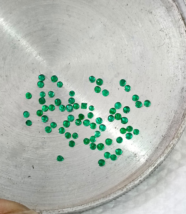 1.32ct Calibrated Panjshir Emerald Lot mm sizes Bright Spring Green Round Cut Loose Gemstones