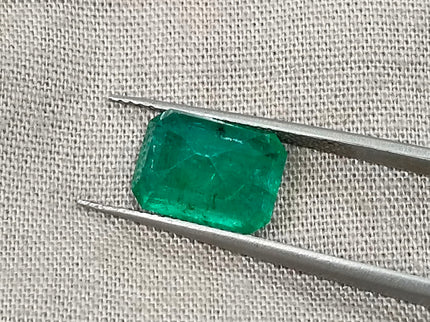 3.15ct Zambian Emerald, Certified Natural Deep Green Octagon Cut Gemstone