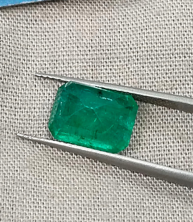 3.15ct Zambian Emerald, Certified Natural Deep Green Octagon Cut Gemstone