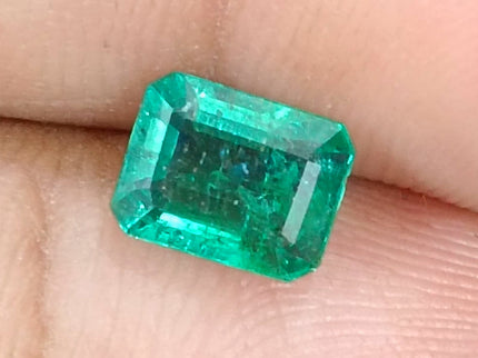 Zambian Emerald 1.27ct Quality Deep green Natural Emerald Cut Gemstone