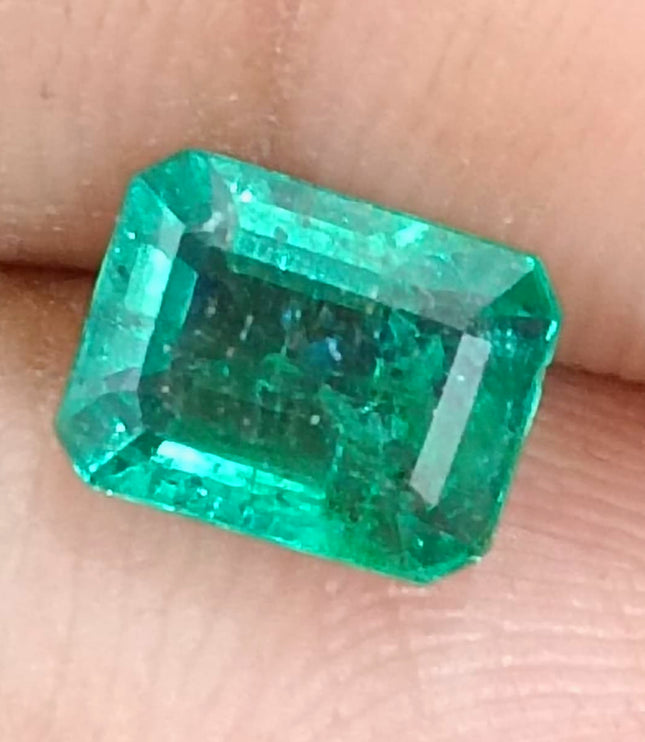 Zambian Emerald 1.27ct Quality Deep green Natural Emerald Cut Gemstone