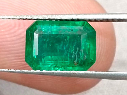 2.50ct High Quality Natural Emerald GSI Certified Vivid Deep Green Minor Oiled Gemstone