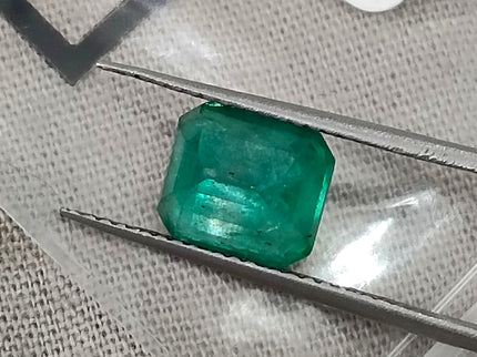 2.15ct Zambian Emerald, Certified Natural Medium Green Octagon Cut Gemstone