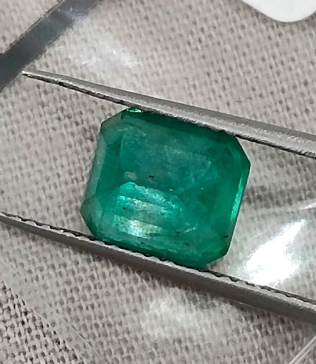 2.15ct Zambian Emerald, Certified Natural Medium Green Octagon Cut Gemstone