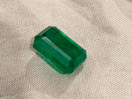 11.10ct Zambian Emerald Vivid Deep Green Octagon Cut Natural Gemstone