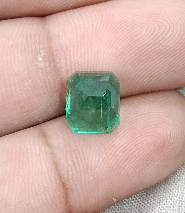 Zambian Emerald 4.77ct Natural Medium Deep Mystic Green Octagon Cut Loose Gemstone
