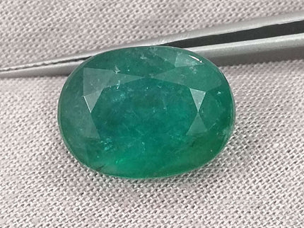 Zambian Emerald 10.49ct Certified Natural Deep Forest Green Oval Cut Stone