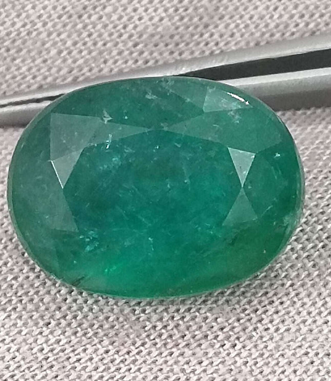 Zambian Emerald 10.49ct Certified Natural Deep Forest Green Oval Cut Stone