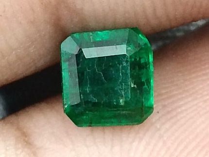 Natural Zambian Emerald 1.25ct Certified Deep Vivid Green Octagon Cut Loose Gemstone
