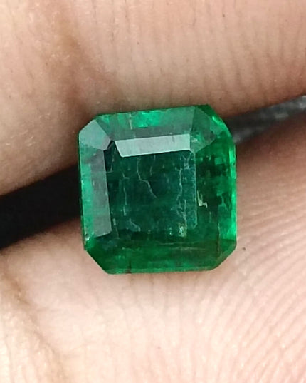 1.25ct Natural Zambian Emerald, Certified Deep Vivid Green Loose Gemstone