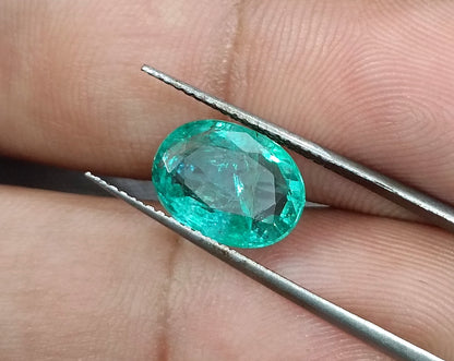 GSI Certified 3.00ct Zambian Emerald, 100% Natural Gemstone