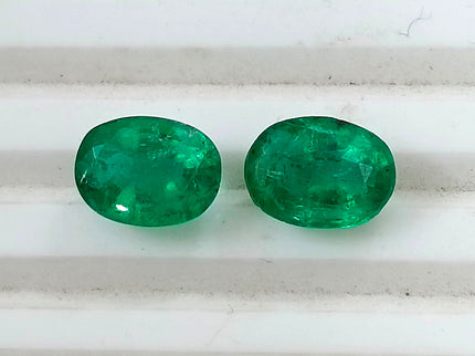 Emerald Pair 3.56ct Matching Vivid Green Natural Gemstones