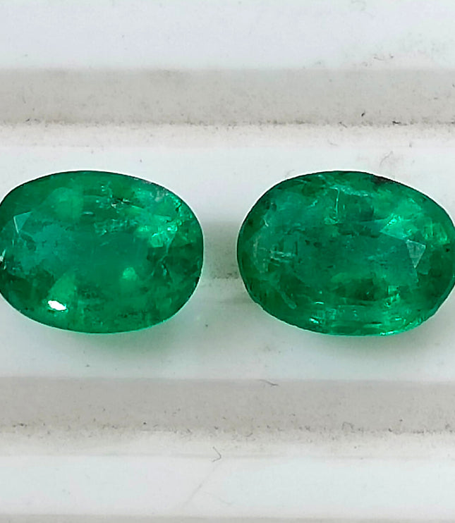 Emerald Pair 3.56ct Matching Vivid Green Natural Gemstones