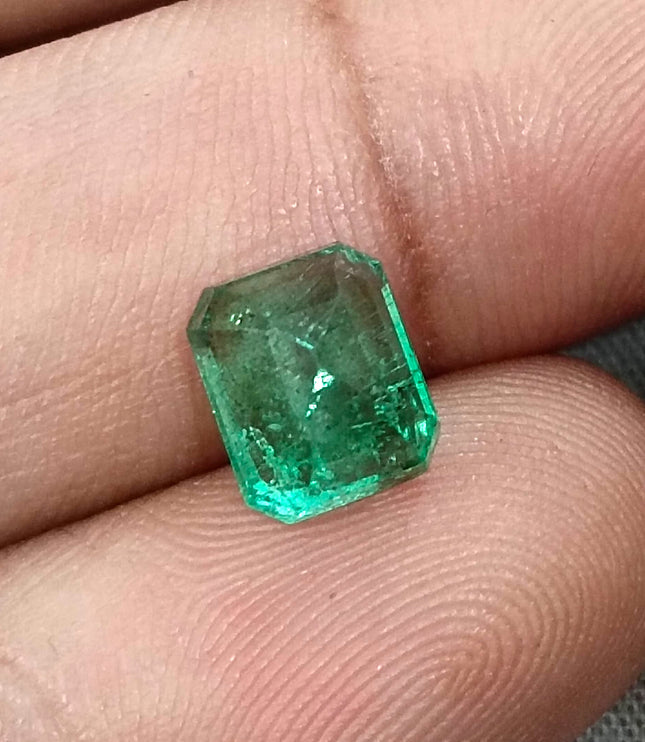 2.57ct Zambian Emerald, Pastel Green Octagon Cut Certified Natural Gemstone