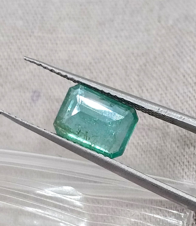 1.45ct Natural Emerald Medium Green Zambian Octagon Cut Loose Gemstone