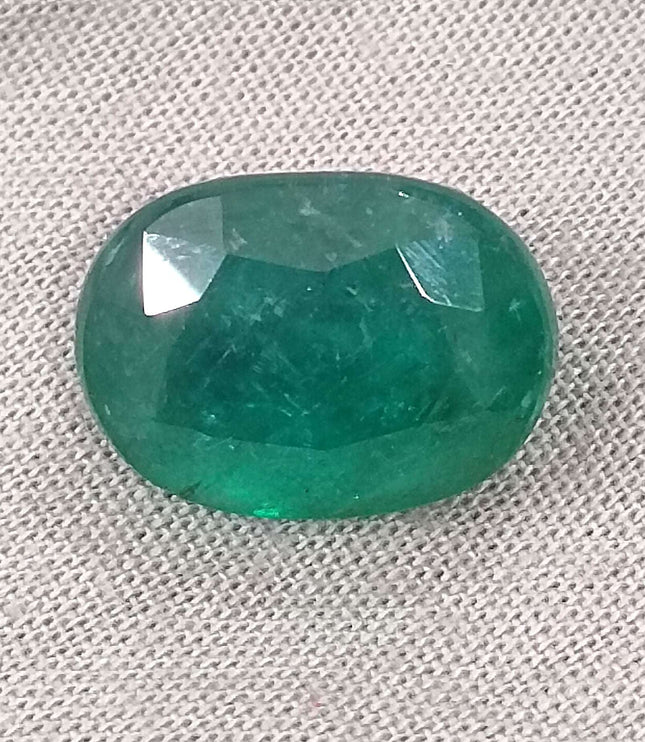 Zambian Emerald 10.49ct Certified Natural Deep Forest Green Oval Cut Stone