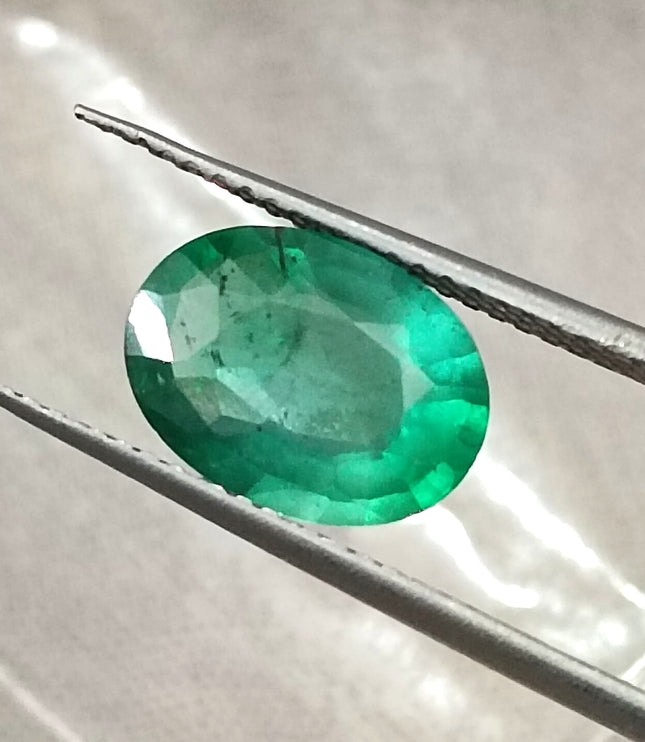 Natural Zambian Emerald 1.98ct Certified Medium Deep Green Oval Cut Loose Gemstone