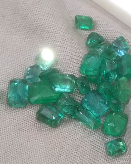 20.64ct Medium to Vivid Green Zambian Emerald Parcel Minor Oiled Loose Gemstones