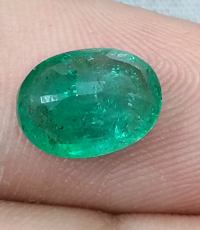 GSI Certified 2.68ct Water Green Emerald, Natural earth mined Gemstone
