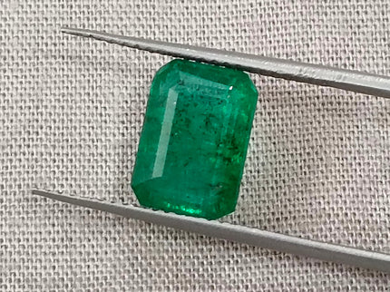Zambian Emerald 3.20ct Certified Natural Deep Green Octagon Cut Loose Gemstone