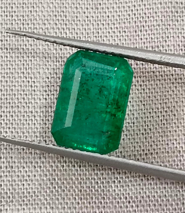 Zambian Emerald 3.20ct Certified Natural Deep Green Octagon Cut Loose Gemstone