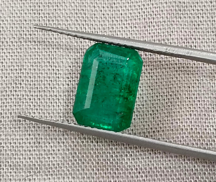 Zambian Emerald 3.20ct Certified Natural Deep Green Octagon Cut Loose Gemstone