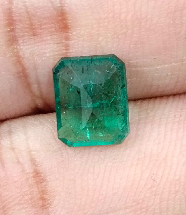 Zambian Emerald 2.85ct Natural Certified Octagon Cut Deep Forest Green Gemstone