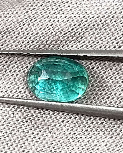 1.26ct Intense green Zambian emerald oval cut minor oiled loose gemstone.