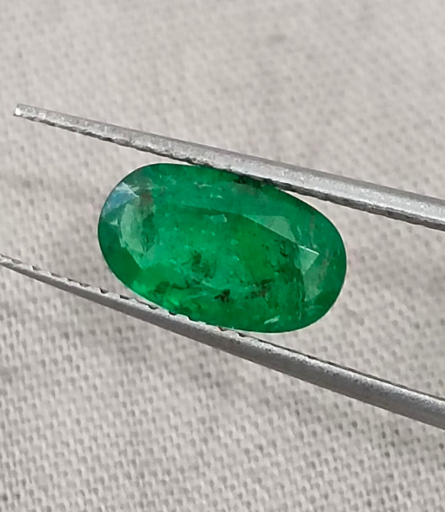 1.25ct Natural Emerald Vivid Deep Green Zambian Oval Cut Loose Gemstone