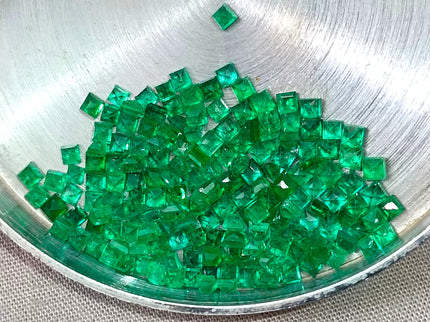 13.65ct Natural Panjshir Emerald Lot Calibrated Deep Vivid Green Princess Cut Gemstone