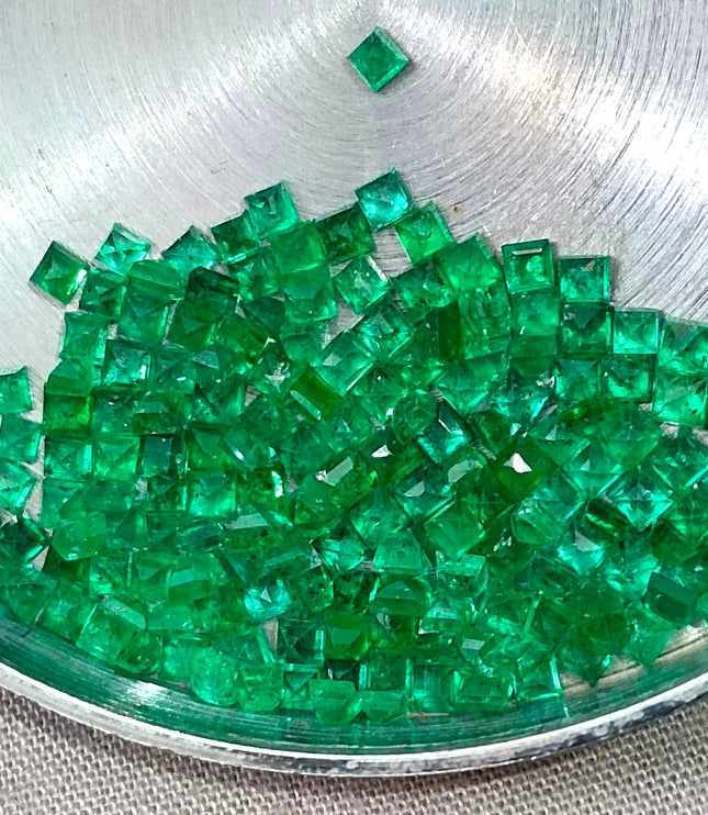 13.65ct Natural Panjshir Emerald Lot Calibrated Deep Vivid Green Princess Cut Gemstone