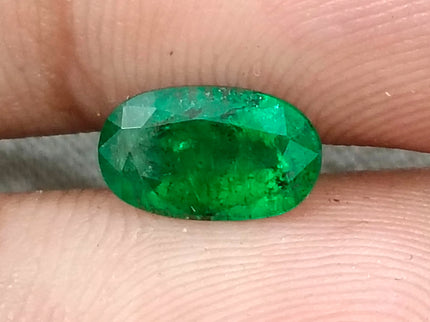 1.25ct Natural Emerald Vivid Deep Green Zambian Oval Cut Loose Gemstone