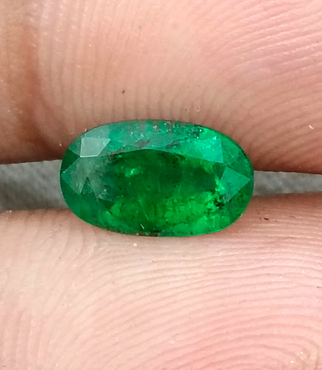 1.25ct Natural Emerald Vivid Deep Green Zambian Oval Cut Loose Gemstone