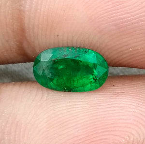 1.25ct Natural Emerald Vivid Deep Green Zambian Oval Cut Loose Gemstone
