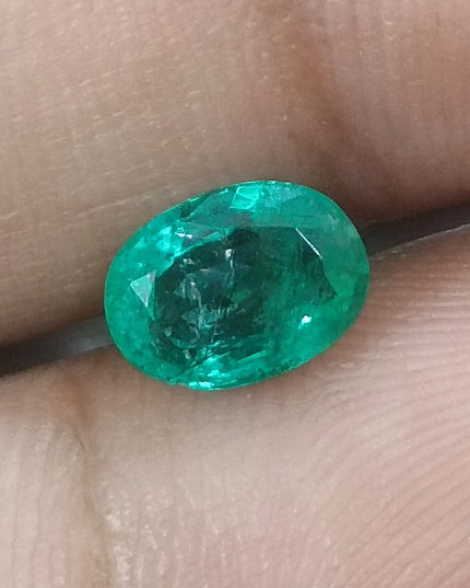 GSI Certified 1.26ct Medium Bright Green Natural Zambian Emerald Minor Oiled Loose Gemstone