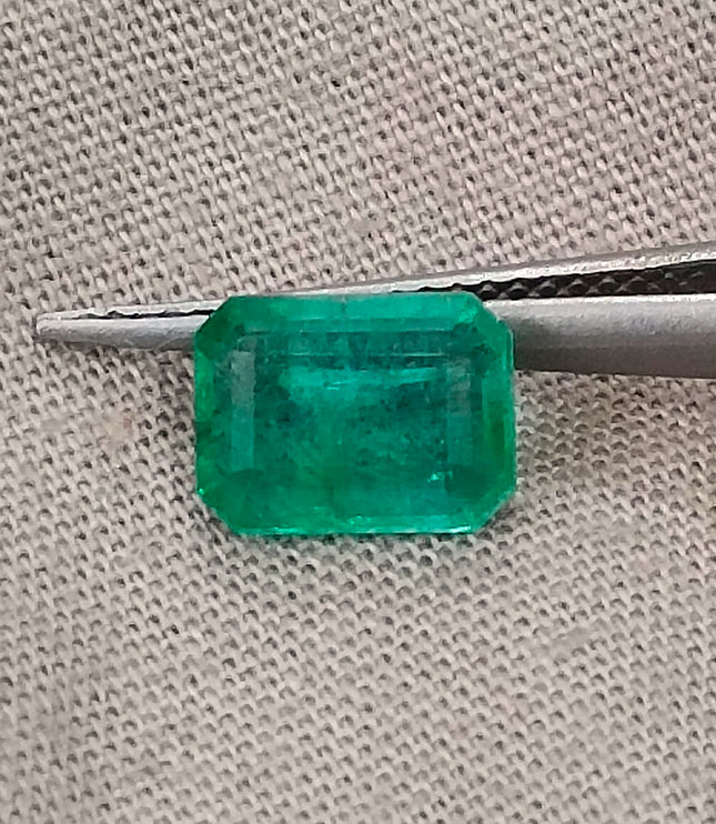 Zambian Emerald 1.67ct Medium Green Certified Natural Octagon Cut Gemstone